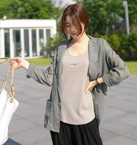 デイリーピュアリネンジャケット 韓国ファッション