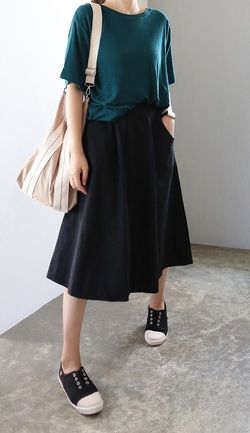 バンディングＡラインスカート　韓国ファッション通販　サニー