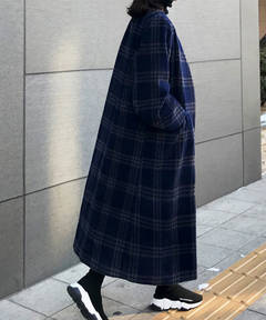 韓国ファッション通販　チェックコート